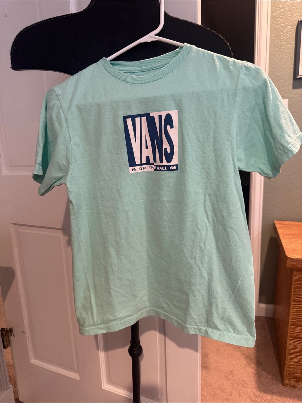 Vans Seafoam Green Logo Tee with Navy Print